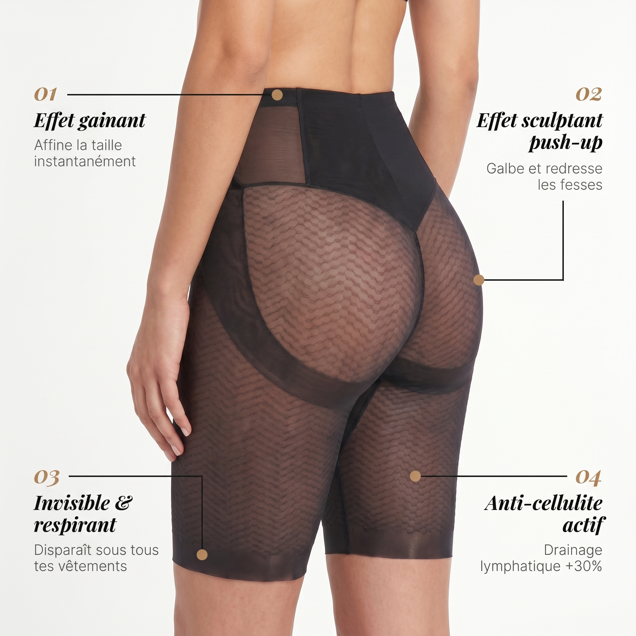 Femme portant la culotte gainante effet ventre plat Maison Louise